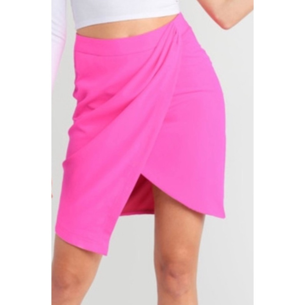 TOBI Womens BRIGHT LIGHTS DRAPED SKIRT IN‎ NEON Pink Small New Concert Rock